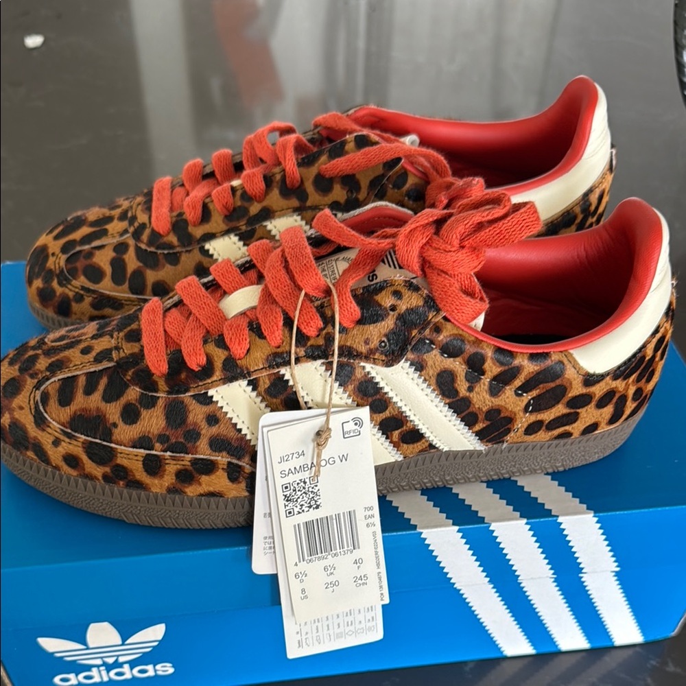 NIB | Adidas Orange Cheetah Print Sambas